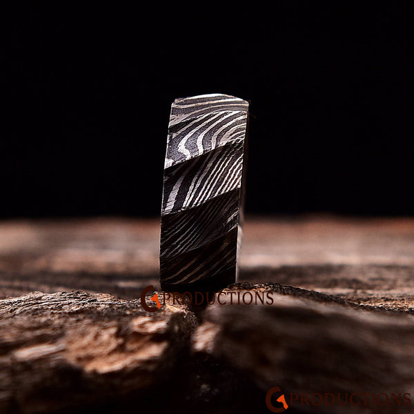 Damascus Ring with Spiral Design