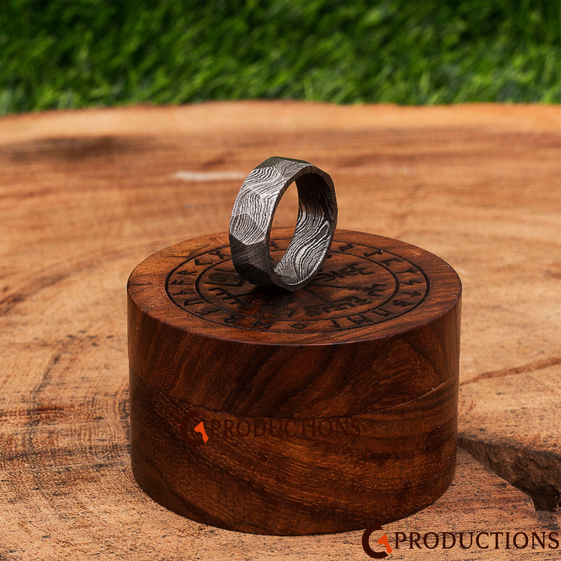 Simple forged Damascus Ring