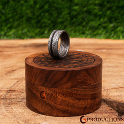 Unique Design Damascus ring with Black side line