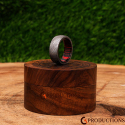 Damascus Ring with black and brown wood